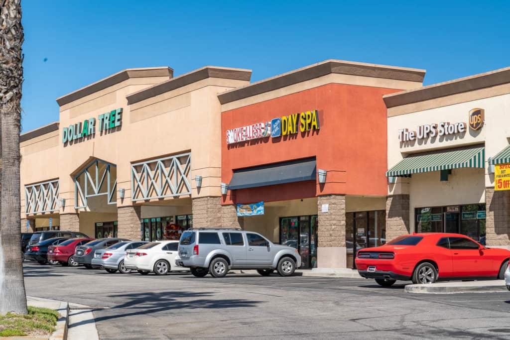 exterior buildings of shopping center for sale in Castaic, CA